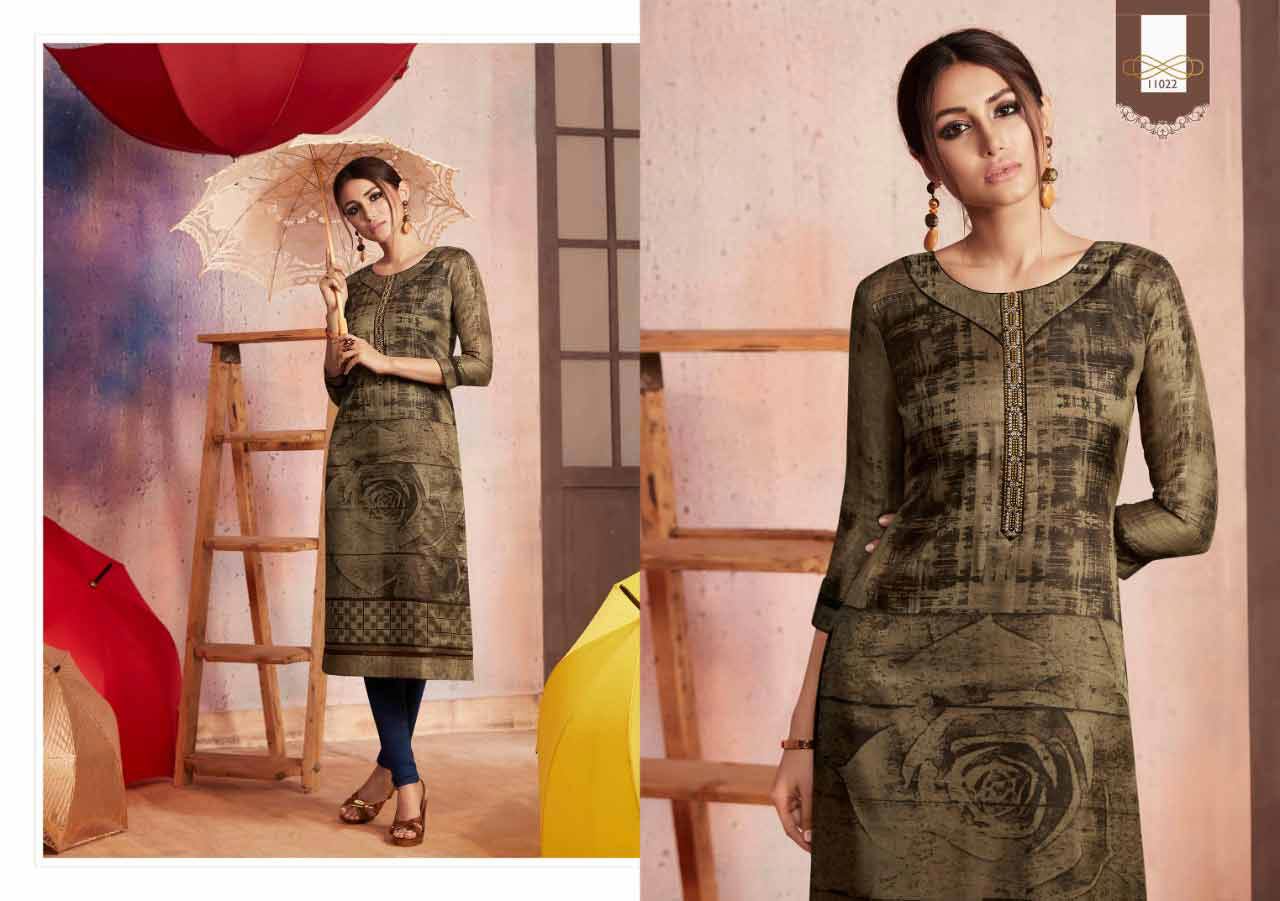 Kajree Dark Fantasy Vol-6 Rangoli Print Kurti Kajree Dark Fantasy Vol-6 Rangoli Print Kurti